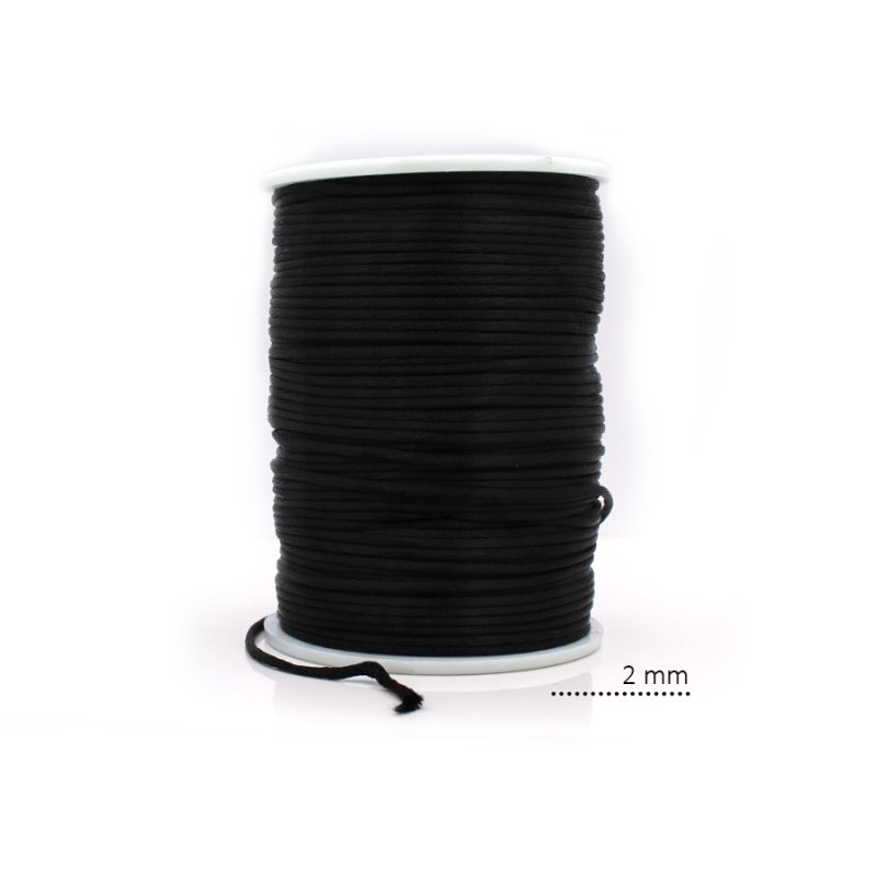 CORDÓN SEDA NEGRO (15) 2 MM / rollo x 130 metros aprox / Ref - 7040C15