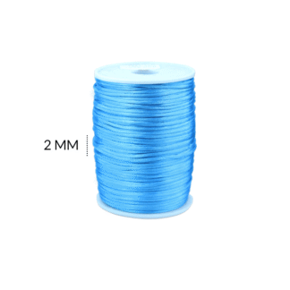 Cordón seda azul zafiro 2mm rollo x130 metros