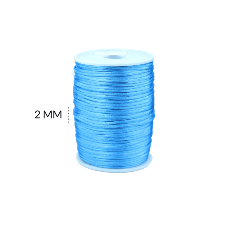 Cordón seda azul z 2mm / rollo x 130 mtr aprox /  Ref-7040C34 / Ref-7040C34