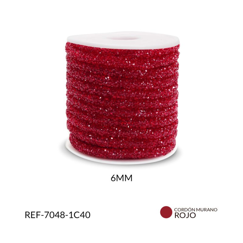 CORDON MURANO ROJO O. 6MM / x METRO / Ref-7048-1C40