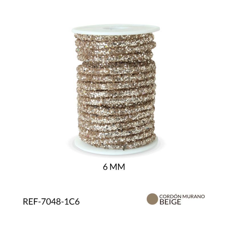 CORDON MURANO BEIGE 6MM / x METRO / Ref-7048-1C6