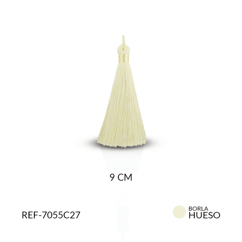 Borla hilo cordon marfil 9cm / x par / Ref-7055C27 / Ref-7055C27