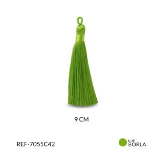 Borla hilo cordón verde biche 9cm paquete x2 unidades