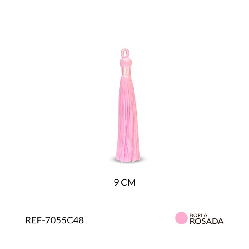 Borla hilo cordón rosado rosa 9cm paquete x2 unidades
