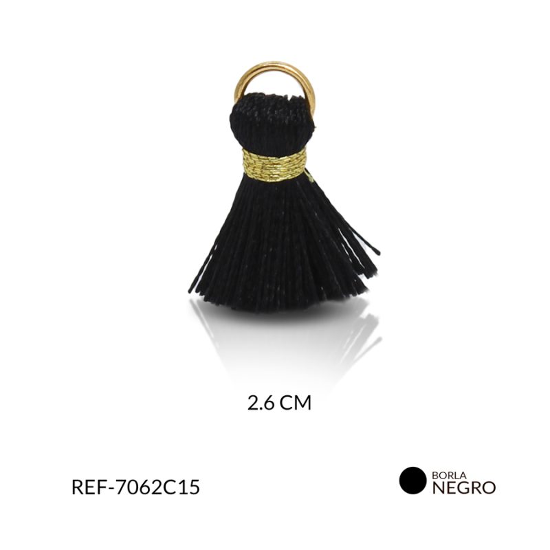 Borla mini negro 2 cm / paquete x par / Ref-7062C15 / Ref-7062C15