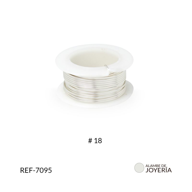 Alambre joyería #18 plateado x rollo