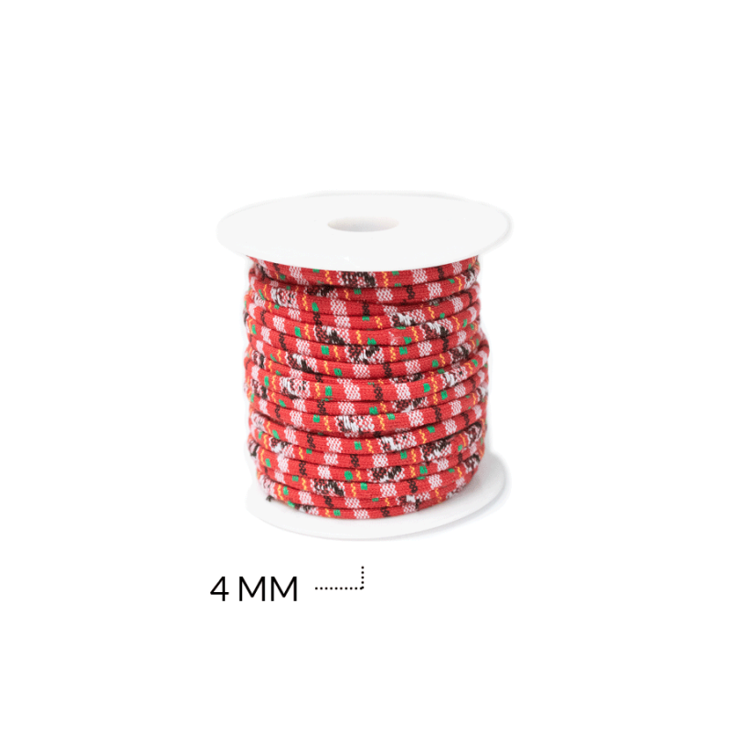CORDON MANTA PERUANA 4 MM MULTICOLOR / rollo x 20 mtr aprox / REF-7148-0rojo