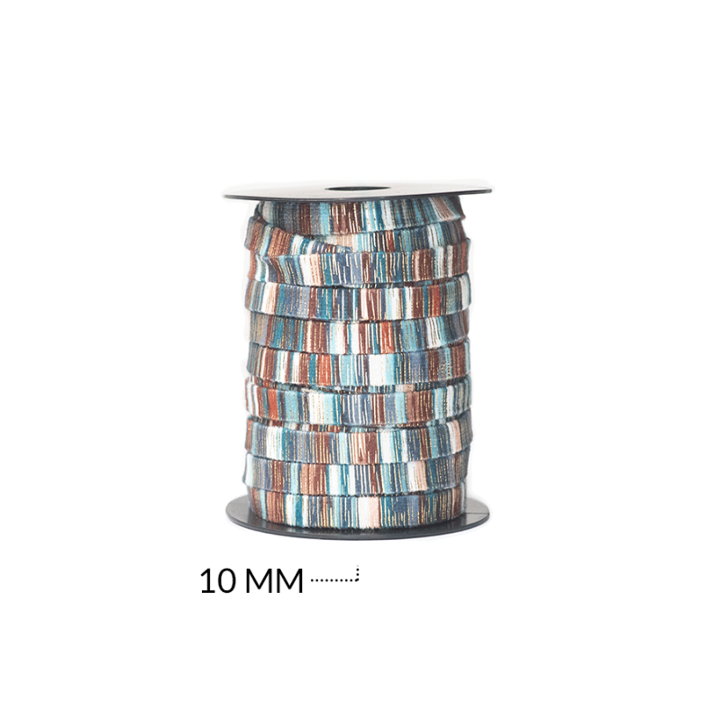 CORDON PLANO MANTA PERUANO 10MM MULTICOLOR / rollo x 20 mtr aprox / REF-7149-2cafe