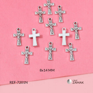 Cruz zamak cristo denario 8x14mm paquete x12 unds