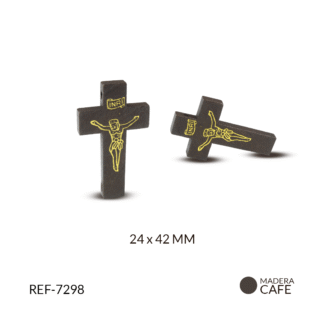 Cruz madera cristo estampado 24x42mm x 12unds