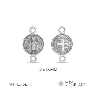 Centro pulsera zamak San Benito 10x16mm x12 unidades