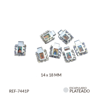 Escapulario cuero plateado 14x18mm x 6 und
