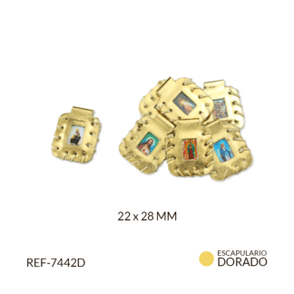 Escapulario cuero dorado 22x28mm x par