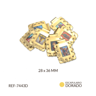 Escapulario cuero dorado 28x36 mm x par
