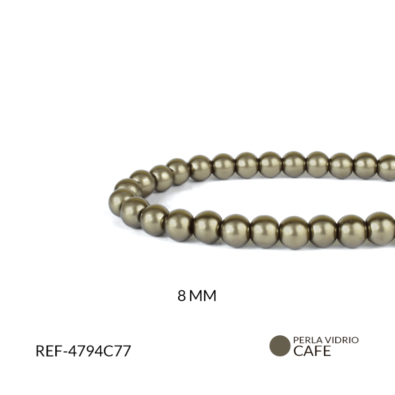PERLA VIDRIO REDONDA 8MM CAFE / x SARTA / Ref-4794c77