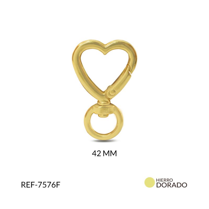 Llavero mosqueton en hierro corazon 42mm / x unidad / Ref-7576F