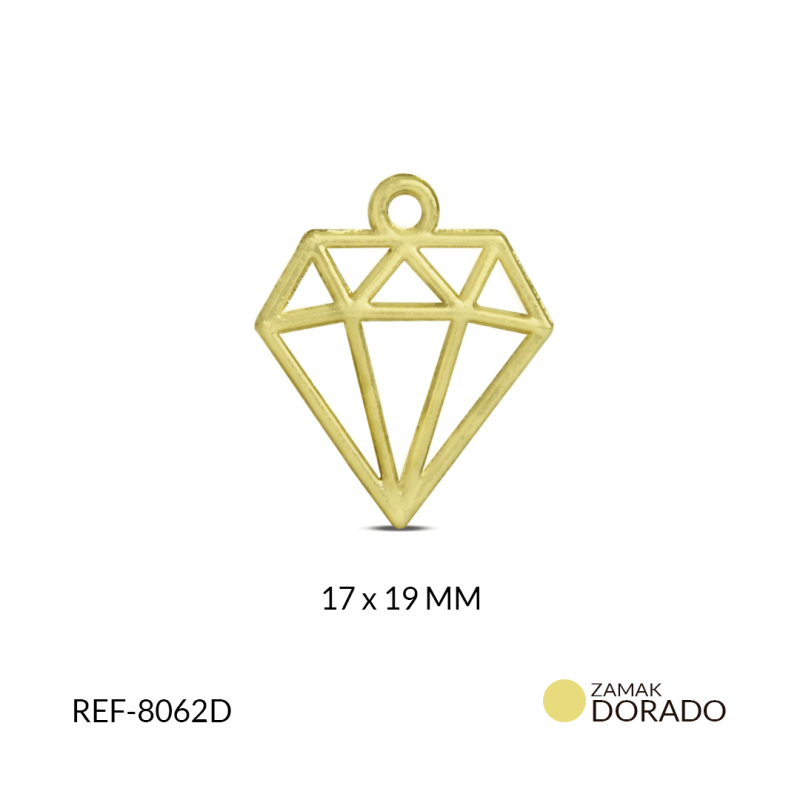 DIJE ZAMAK DIAMANTE 17X19 MM / PAQUETE x 3 UNIDADES / Ref-8062D