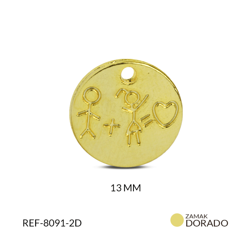 DIJE ZAMAK CIRCULO PAREJA 13 MM / PAQUETE x 3 UND / Ref-8091-2D