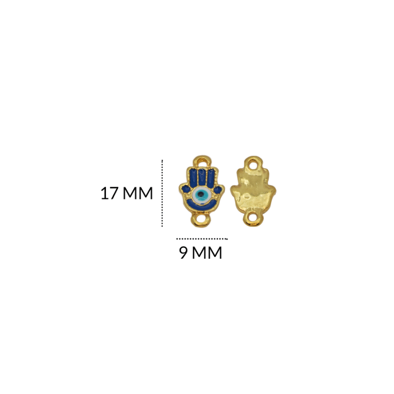 CENTRO PULSERA EN ZAMAK MANO FORTUNA AZUL REY 17 X 9MM / color dorado / X UNIDAD / REF-8330DAZULREY / REF-8330Dazulrey