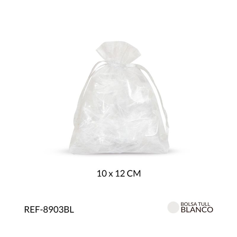 Bolsa tull 10 x 12 cm color blanco / paquete x 6 unidades / Ref-8903BL / Ref-8903BL