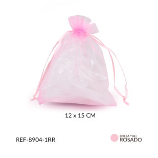 Bolsa tull rosado 12x15cm