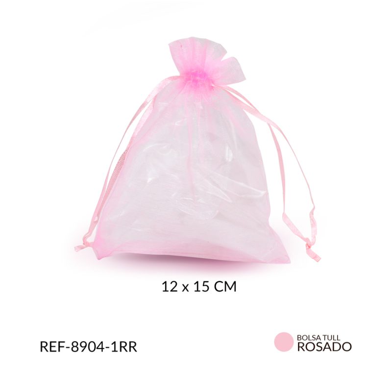 Bolsa tull rosado 12x15cm