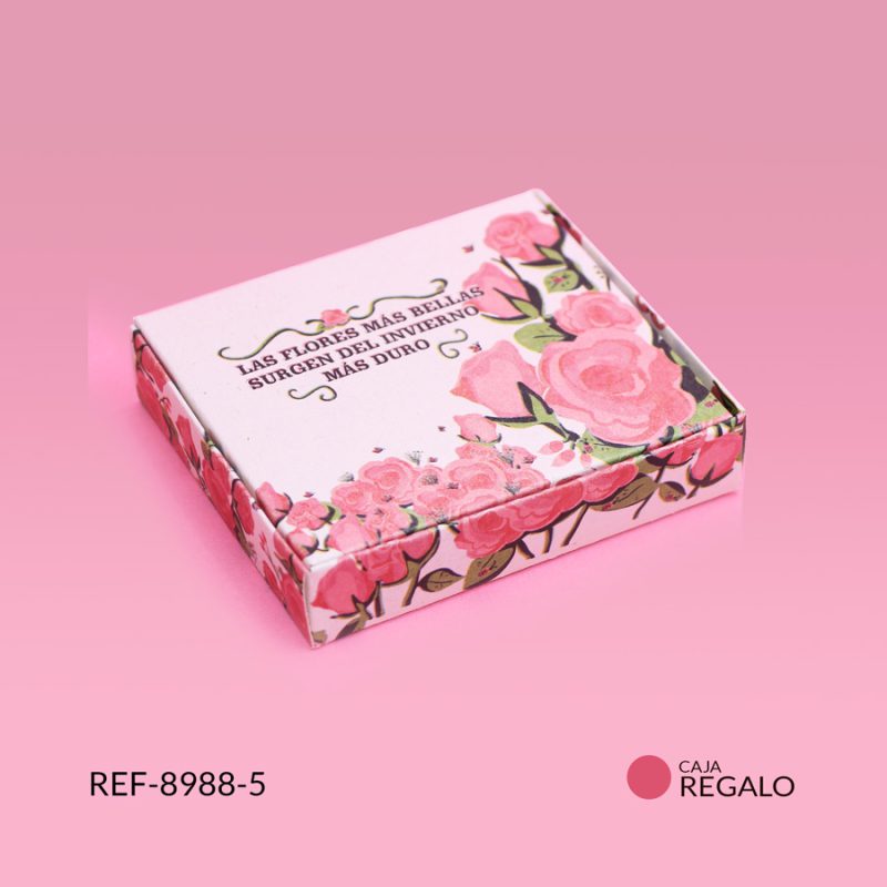 Caja regalo flores con frase 2x9x10cm x unidad
