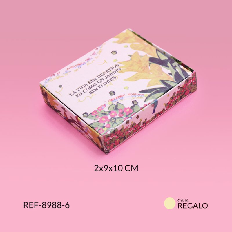 Caja regalo flores frase  2x9x10cm x unidad