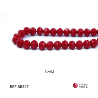 Róndela murano rojo bandera mate 8mm x sarta