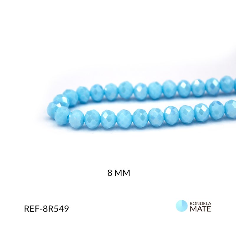 Rondela mate azul celeste 8mm / x sarta / Ref-8R549