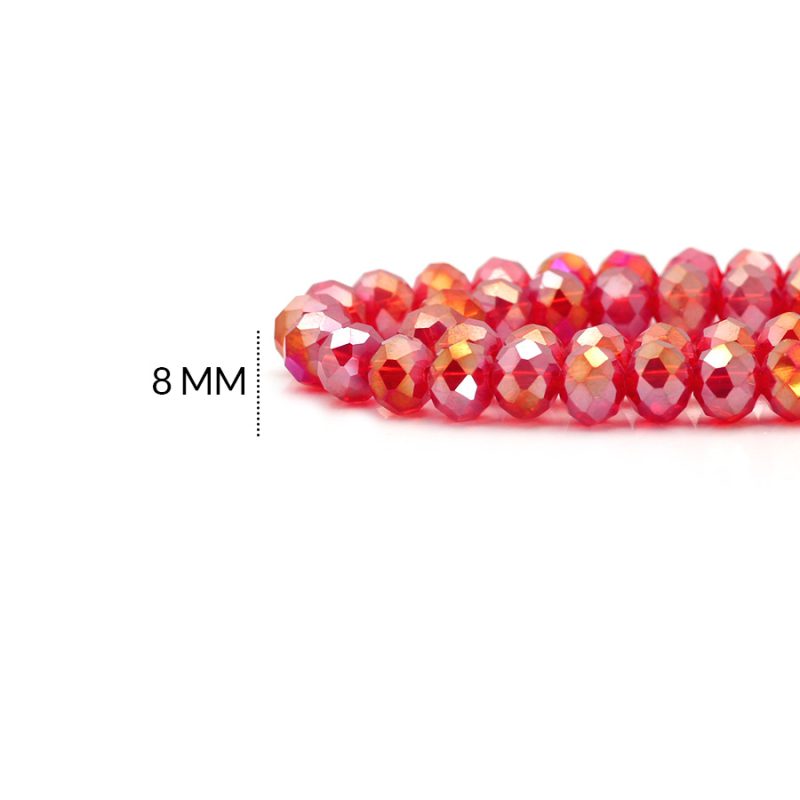 RONDELA 8 MM BOREAL ROJO NARANJA  / x sarta 43 cm aprox / REF – 8R052 / ref - 8R052