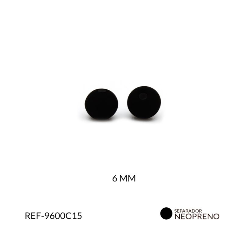 Bola neopreno liso negro 6mm / paquete x 12 unidades / ref 9600c15 / Ref-9600C15