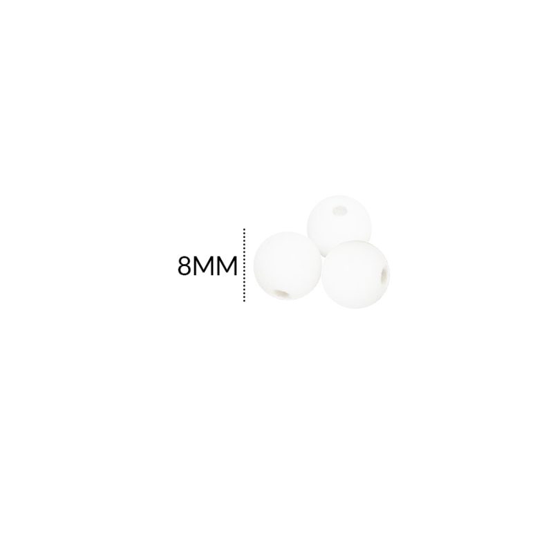Bola neopreno unicolor liso blanco 8mm / Paquete x 12 unidad / Ref-9601C1 / Ref-9601C1