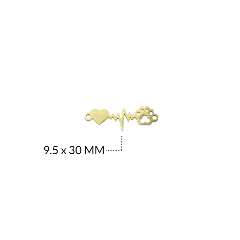 CENTRO PULSERA ACERO CORAZON LATIDO HUELLA 9.5 X 30 MM / color dorado / X UNIDAD / REF-AC0036D / REF-AC0036D