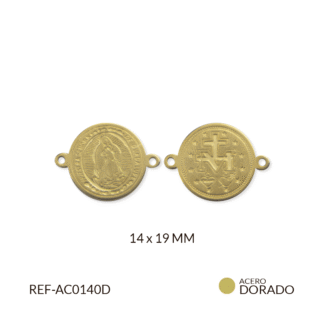 Centro pulsera acero V Guadalupe fundido 14x19mm x unidad