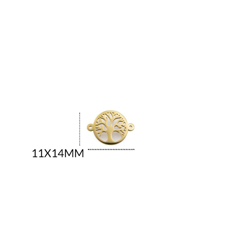 CENTRO PULSERA EN ACERO ARBOL DE LA VIDA MINI 11 X 14MM / color dorado / por unidad / REF-AC0193D / REF-AC0193D