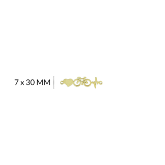 Centro pulsera acero corazón+bicicleta 7x30mm x und