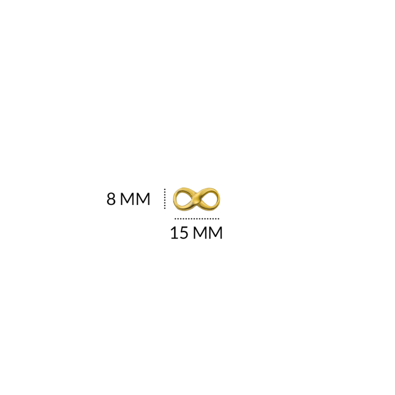 CENTRO PULSERA EN ACERO INFINITO 8 X 15MM / color dorado / X UNIDAD / REF-AC0217D / REF-AC0217D