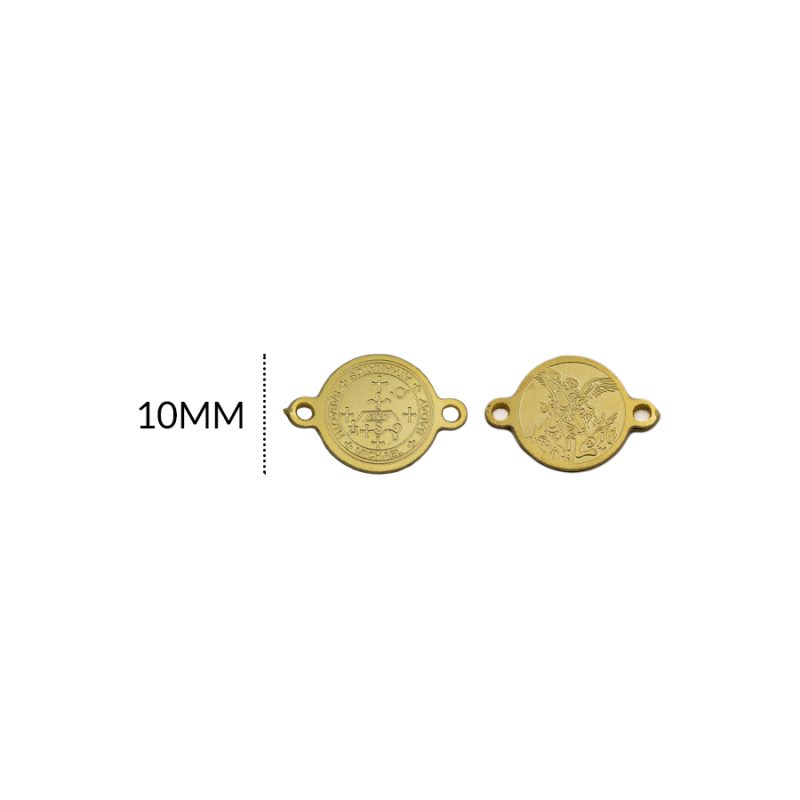 CENTRO PULSERA EN ACERO SAN MIGUEL ARCANGEL 10MM / color dorado / X UNIDAD / REF-AC0238D / REF-AC0238D