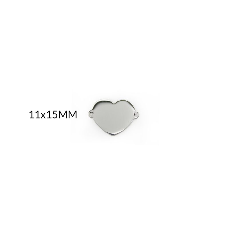 CENTRO PULSERA EN ACERO CORAZON 11 X 15MM / color niquelado / x unidad / REF-AC0275N / REF-AC0275N