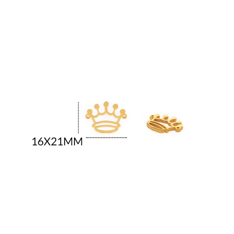 CENTRO DE PULSERA EN ACERO CORONA 16 X 21MM / color dorado / por unidad / REF-AC0320D / REF-AC0320D