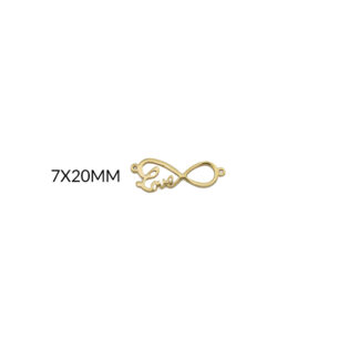 Centro pulsera en acero infinito love 7x20mm x und