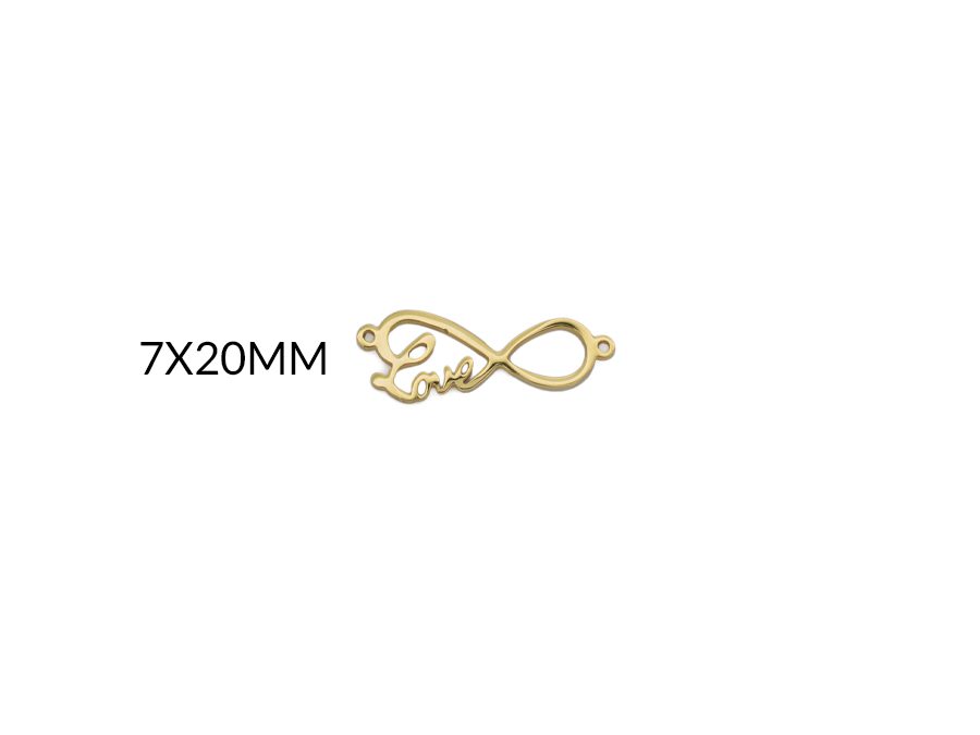 Centro pulsera en acero infinito love 7x20mm  x und