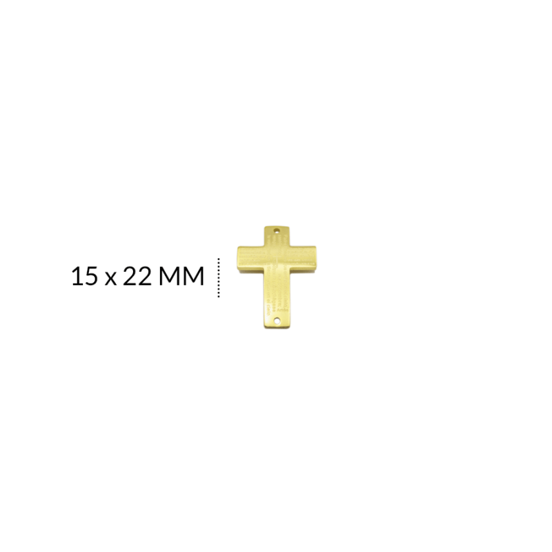 CENTRO PULSERA EN ACERO CRUZ PADRE NUESTRO 15 X 22 MM / color dorado / X UNIDAD / REF-AC0336D / REF-AC0336D
