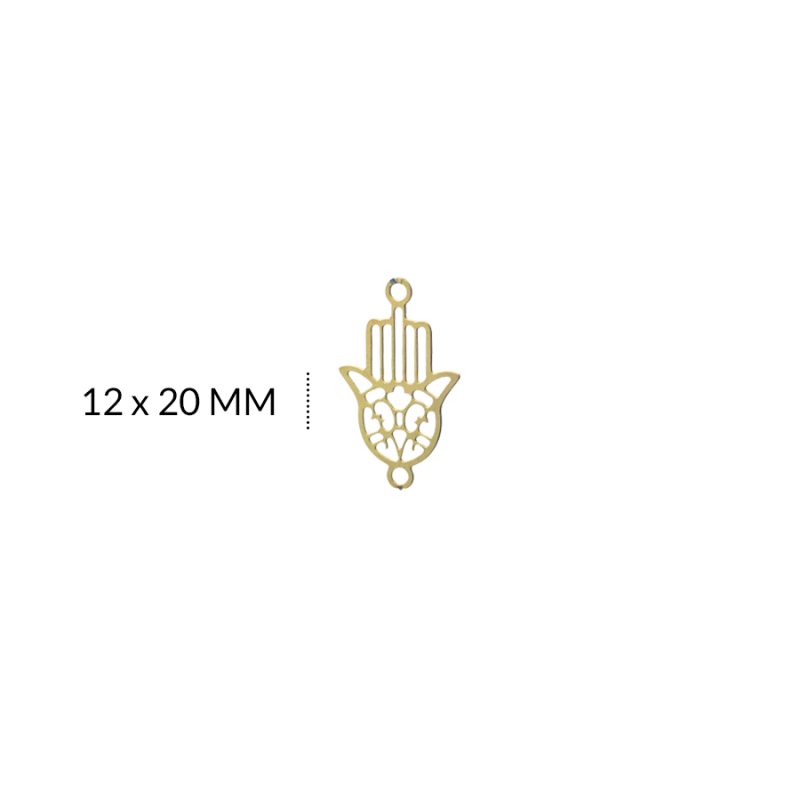CENTRO PULSERA EN ACERO MANO HAMSA 12 X 20 MM / X UNIDAD / REF-AC0339D