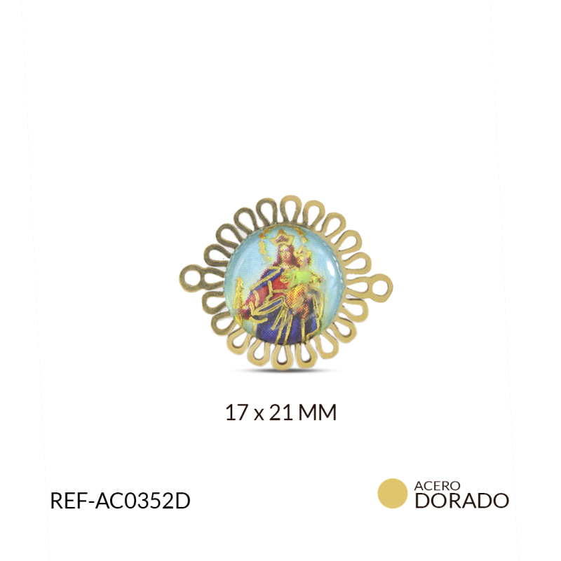 CENTRO PULSERA ACERO VIRGEN DEL CARMEN RESINA 17 X 21 MM /  x und / REF-AC0352D