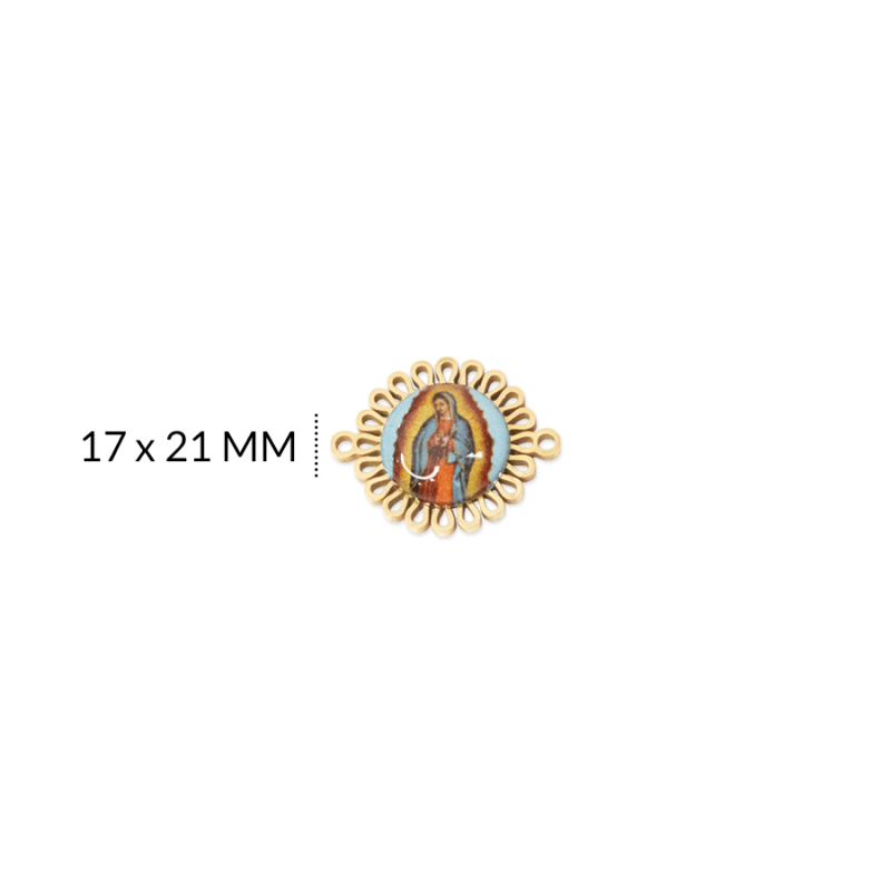 CENTRO PULSERA ACERO VIRGEN GUADALUPE RESINA 17 X 21 MM / color dorado / X UNIDAD / REF-AC0354D / REF-AC0354D
