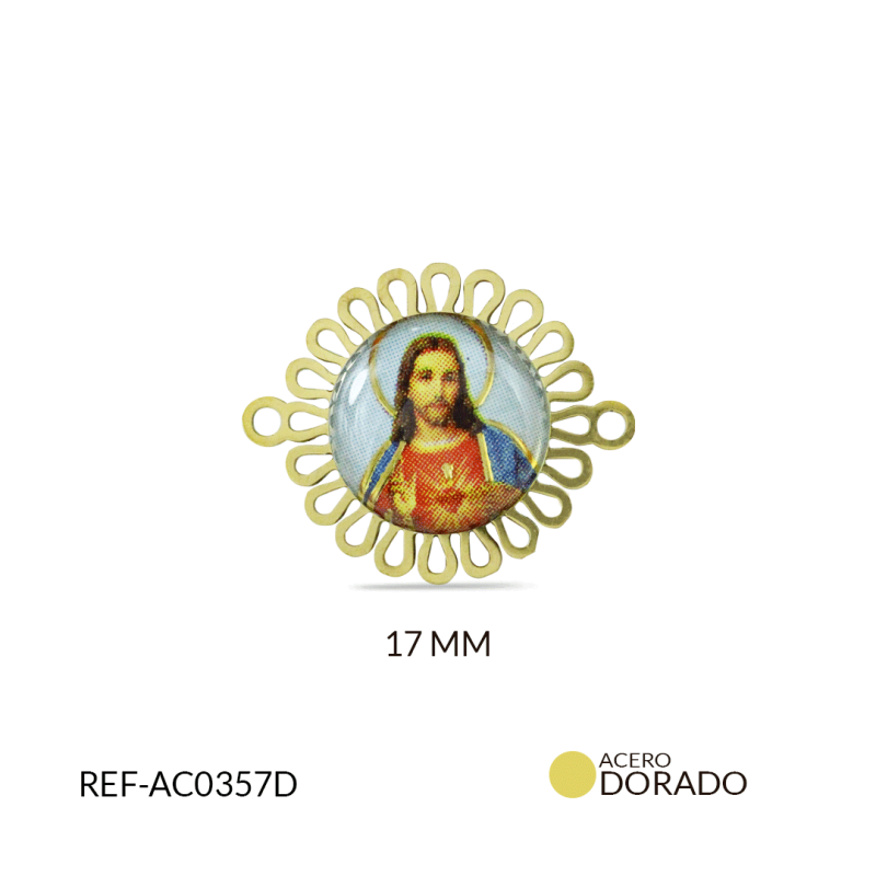 CENTRO DE PULSERA ACERO RESINADO SAGRADO CORAZON DE JESUS /x UND / REF-AC0357D