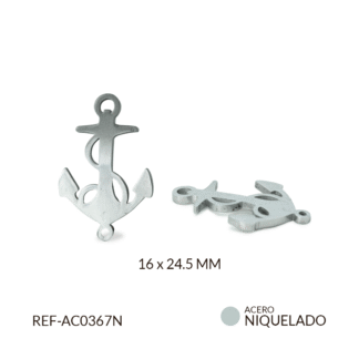 Centro pulsera acero ancla 16x24.5mm x und