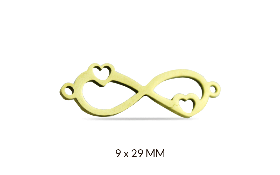 CENTRO DE PULSERA ACERO INFINITO DOS CORAZONES / x und / REF-AC0370D